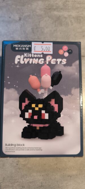 Mekansm Flying Pets kitten zwart/roos